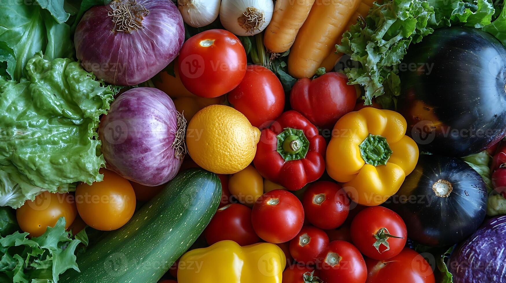 A vibrant close-up of fresh vegetables, full of color and texture photo