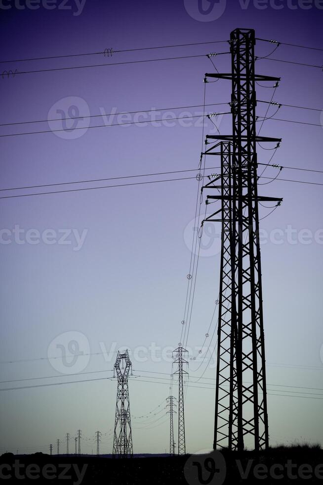 Electricity Power Pylons silhouettes photo