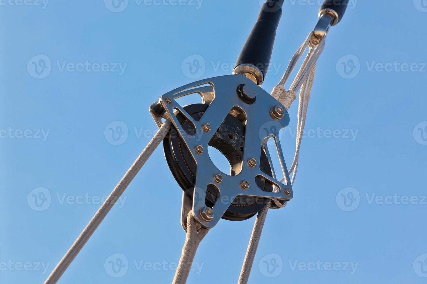 Yacht Pulley Blocks and Ropes photo