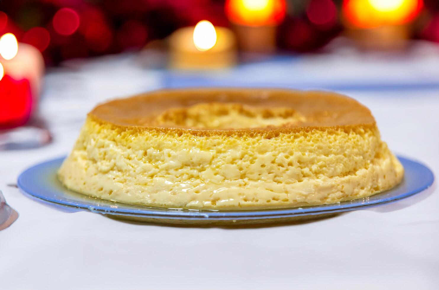 Milk ans eggs Pudding or Pudim de leite. Brazilian dessert homemade caramel custard pudding. Traditional brazilian flan photo