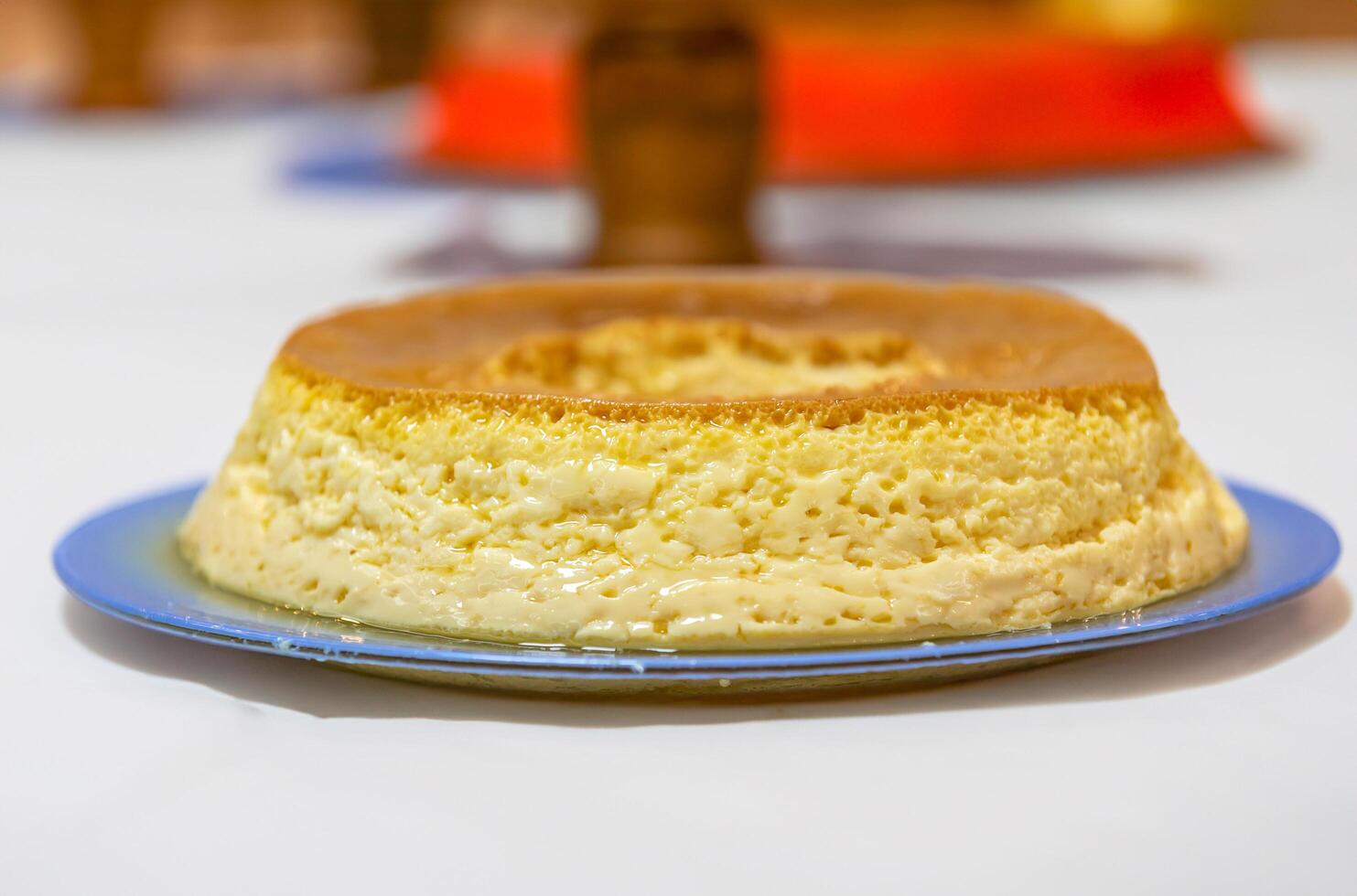 Milk ans eggs Pudding or Pudim de leite. Brazilian dessert homemade caramel custard pudding. Traditional brazilian flan photo