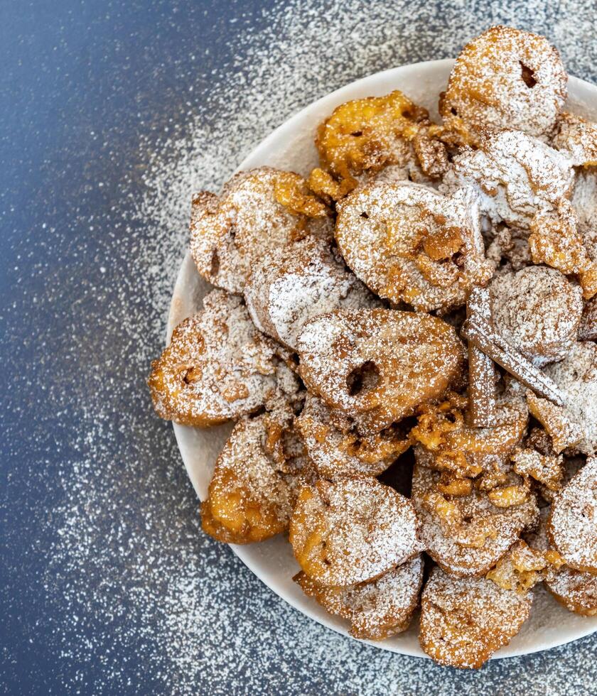 Authentic sweet Christmas French toast served with sugar and cinnamon in a Christmas atmosphere photo