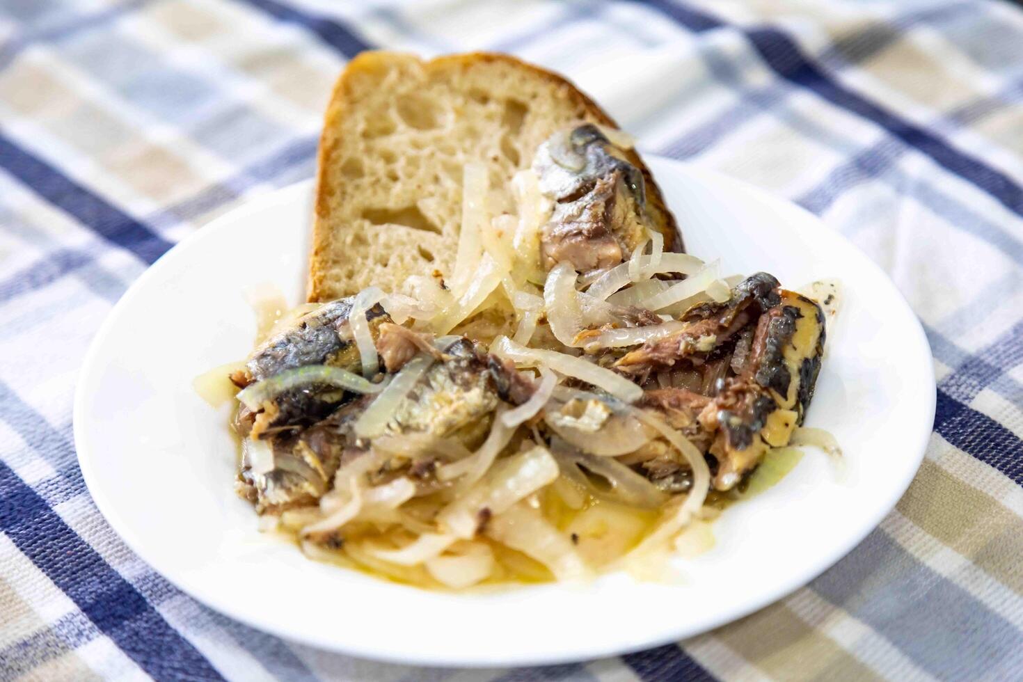 Pickled sardines with onion and vinegar photo
