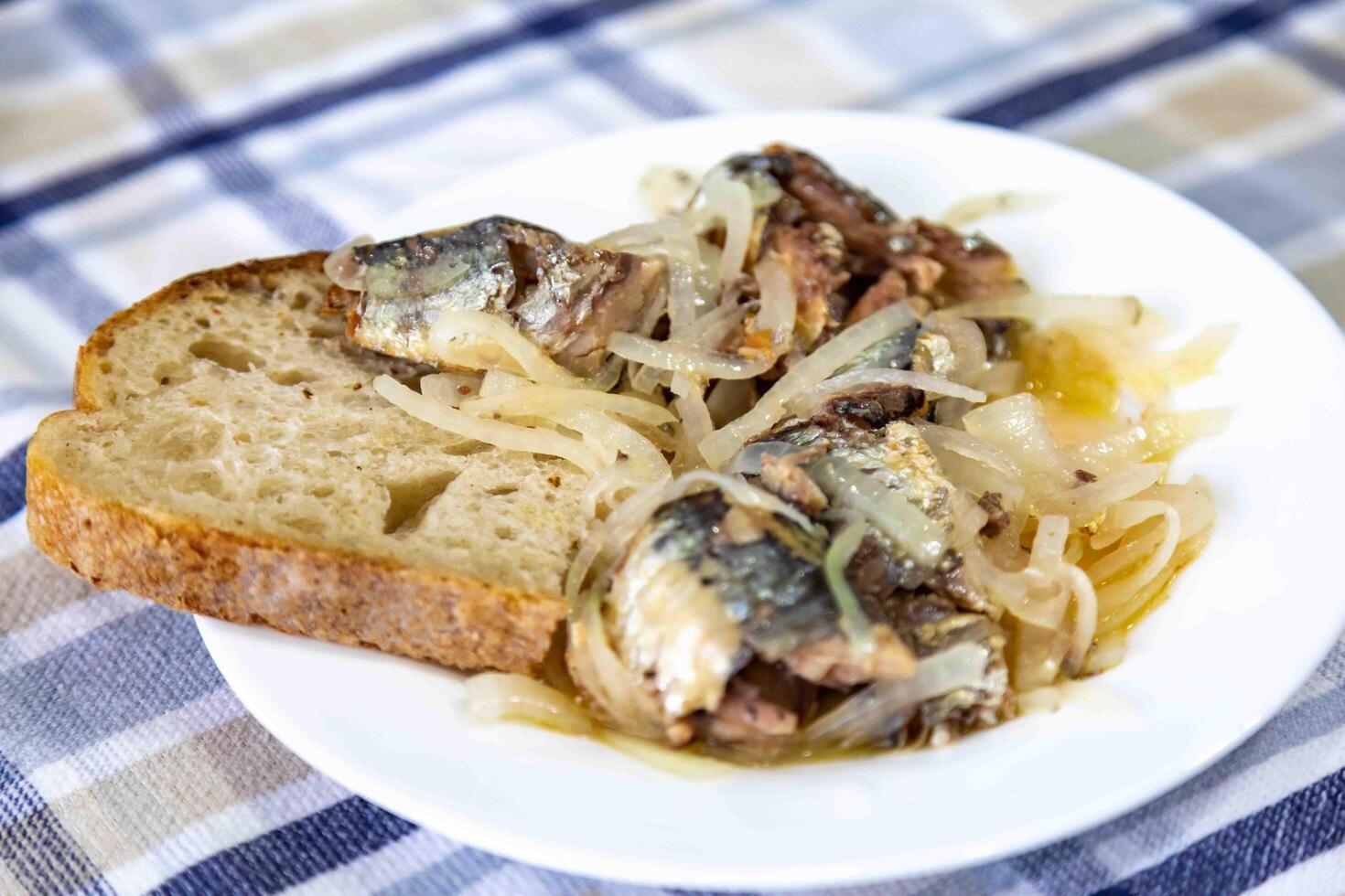 Pickled sardines with onion and vinegar photo
