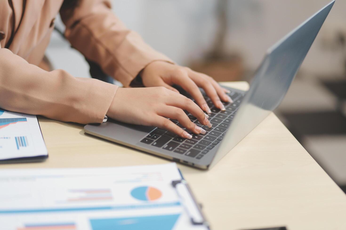 business documents businessman check legal document review Prepare documents or analysis reports, tax items, accounting documents, data contracts, office partner agreements. photo