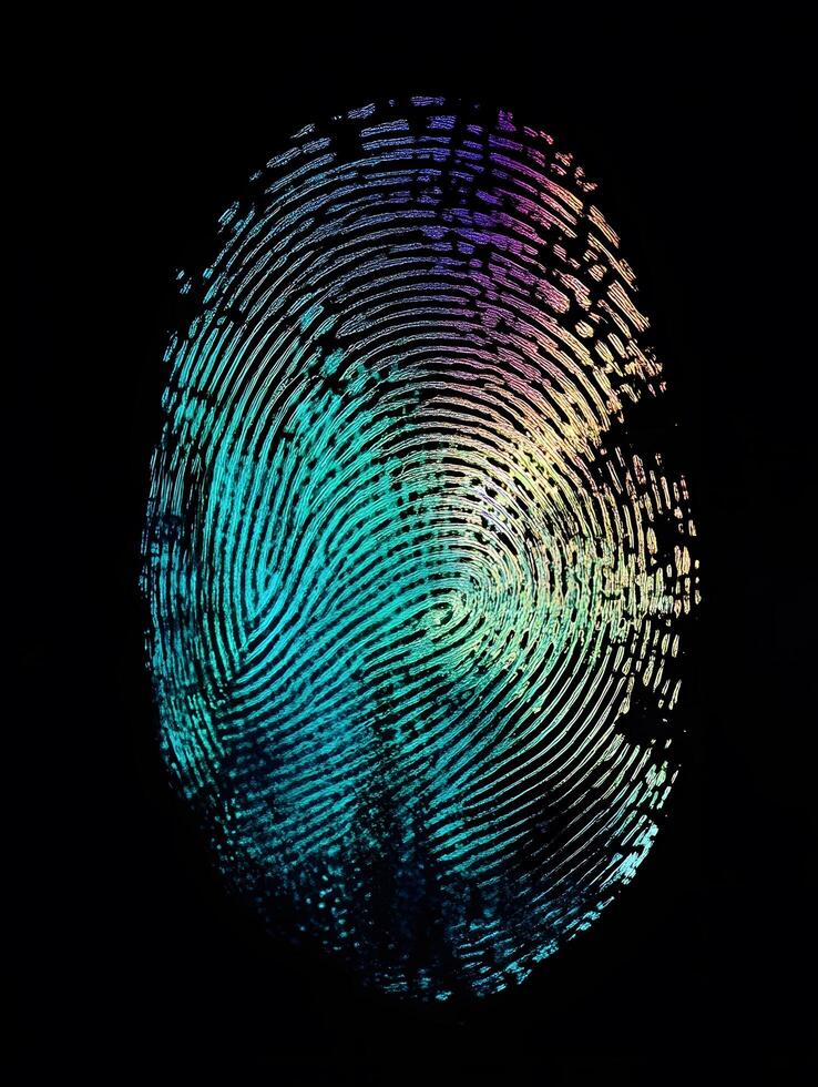 Fingerprint identity. Thumbprint for crime scenes or id authentification photo
