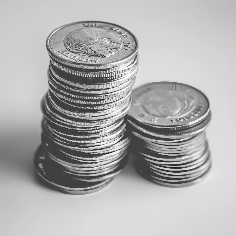 Silver coins currency. Cash money for savings finance investment photo