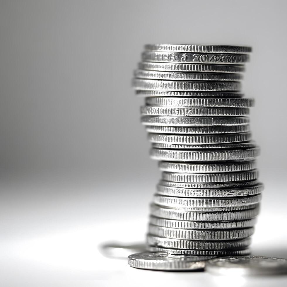 Silver coins currency. Cash for savings investment photo