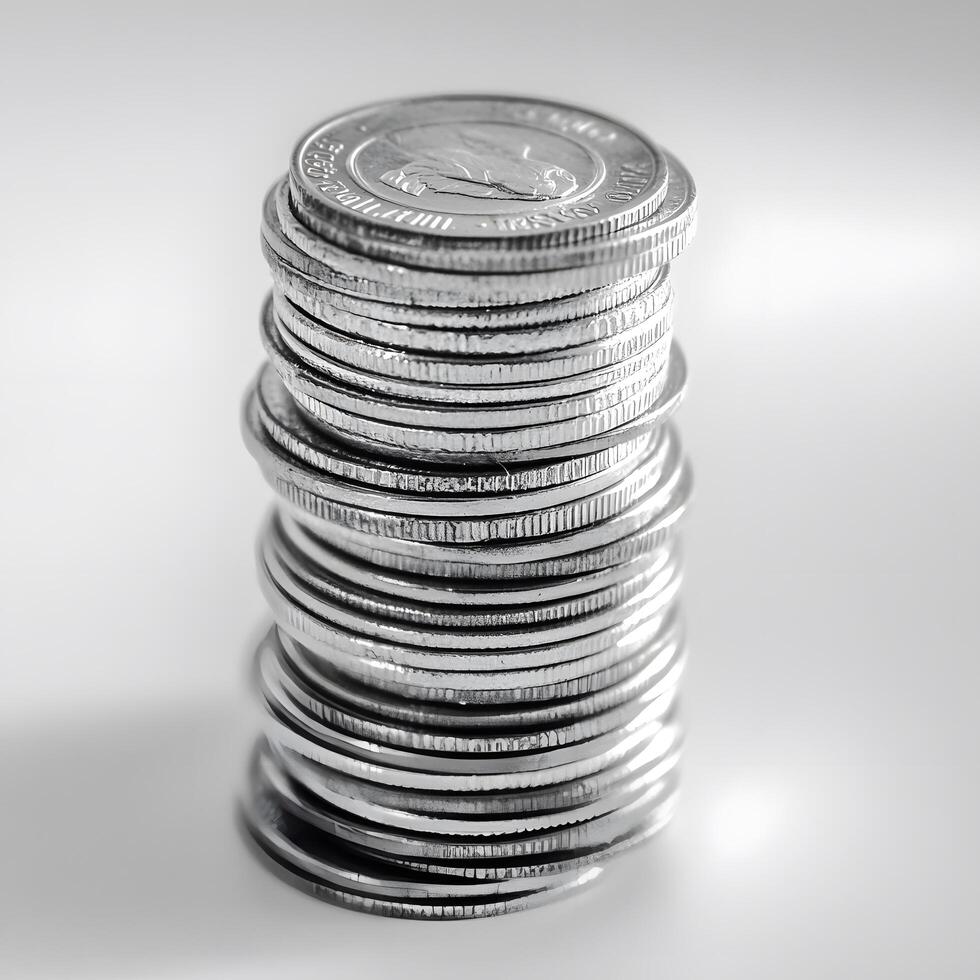 Stack of coins currency. Cash money for savings finance investment photo