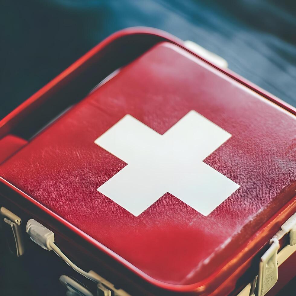 red cross medical suitcase clinic first aid kit bag medicine case photo