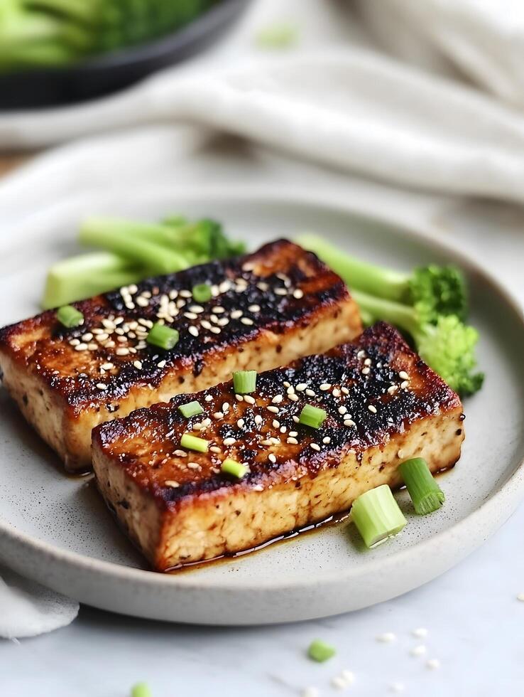 Grilled tofu food vegetarian cuisine vegan lunch dinner menu photo