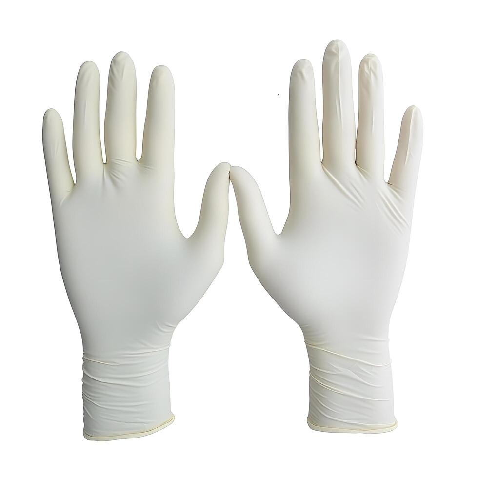 White Steril medical gloves rubber medicine hygiene glove photo
