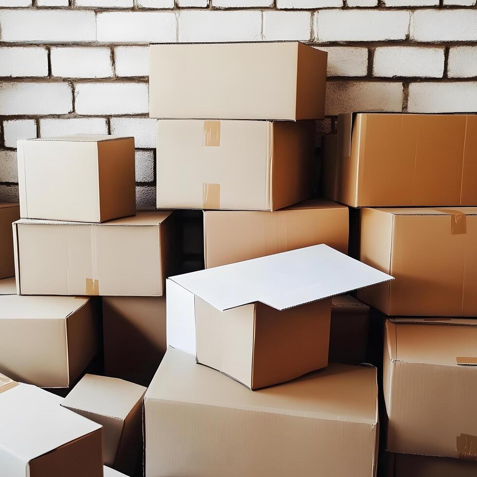 Empty Boxes Delivery Cardboard Packaging Carton shipping photo