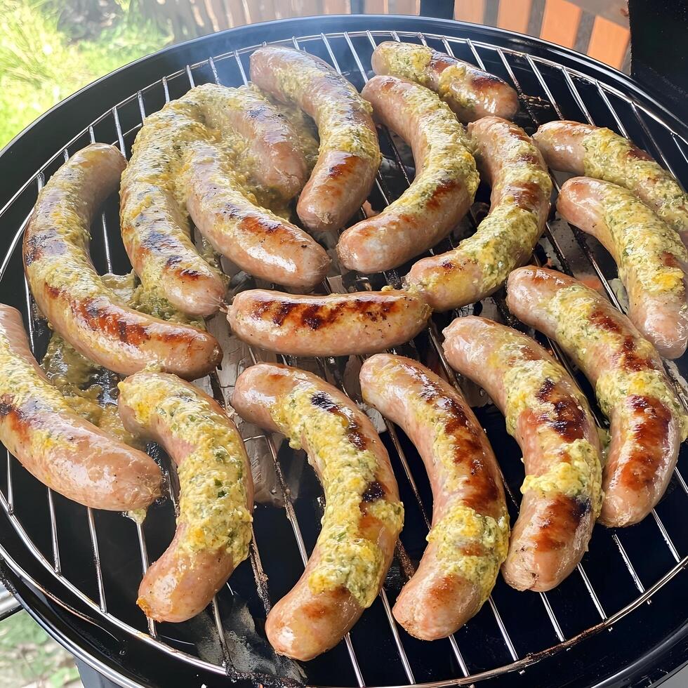Fresh Juicy Grilled Sausage Season Grilling Beef Barbeque Bbq Steak photo