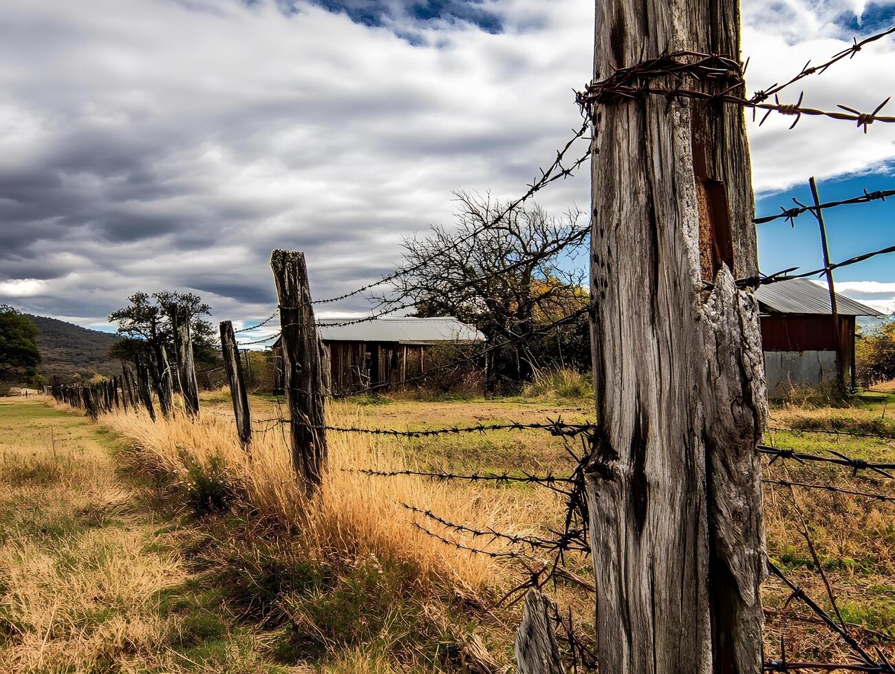 Barbed Wooden wire fence for security prison imprisonment safety and protection photo