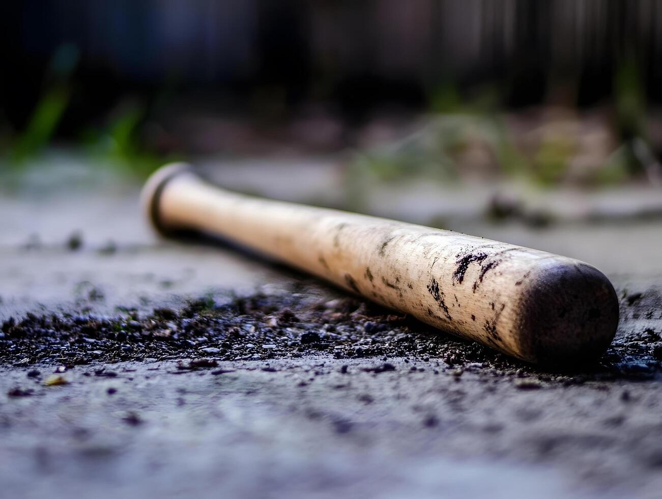 Wooden baseball bat active athlete sports equipment on the ground photo