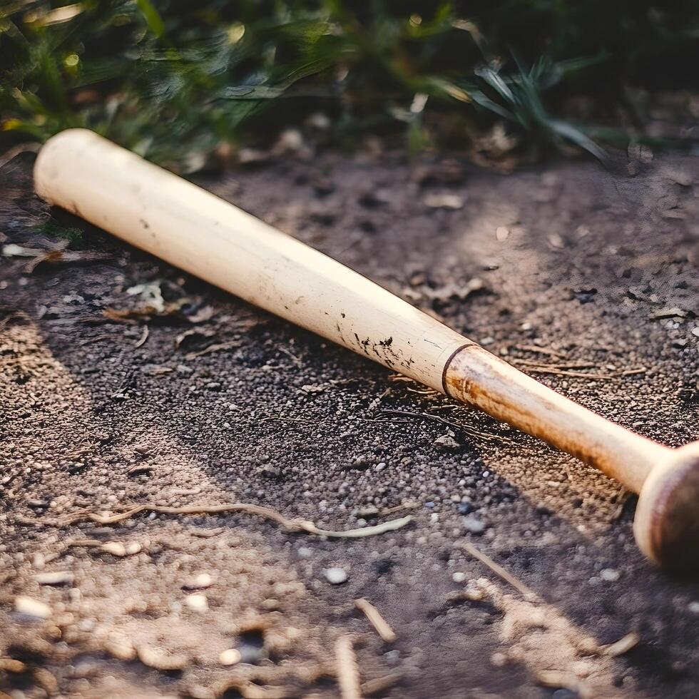 Wooden baseball game bat active athlete sports equipment photo