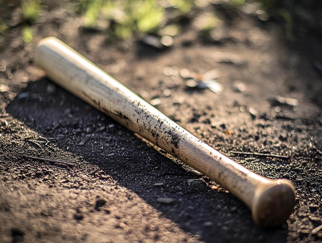 Wood baseball game bat active athlete sports lifestyle equipment on the ground photo