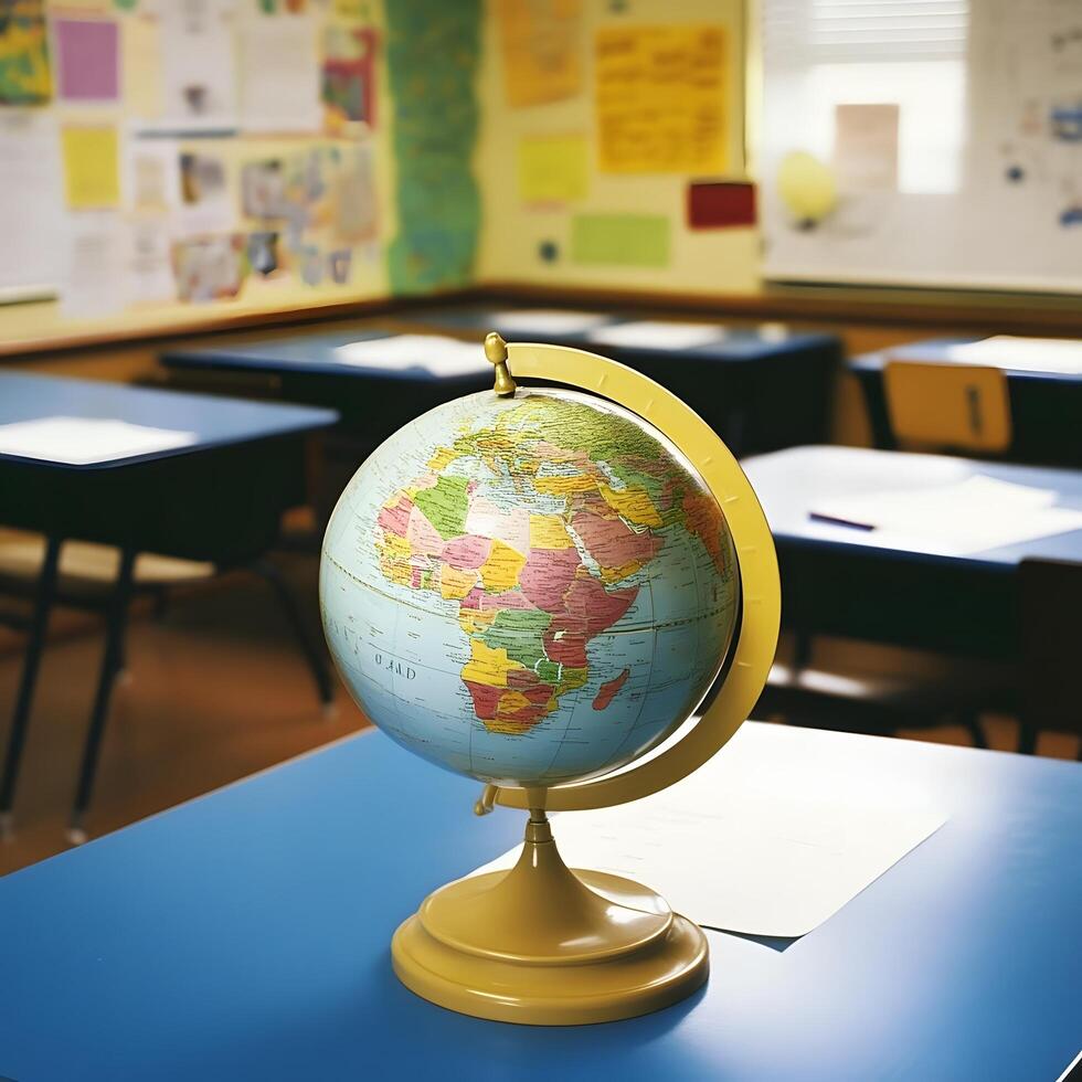 Globe in a school classroom primary education geography map photo