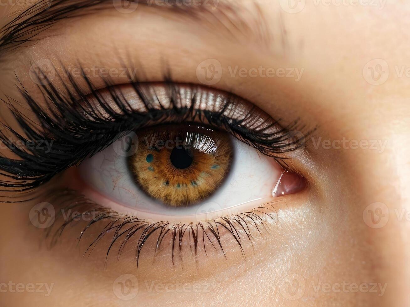 Close up of female opened eye. photo