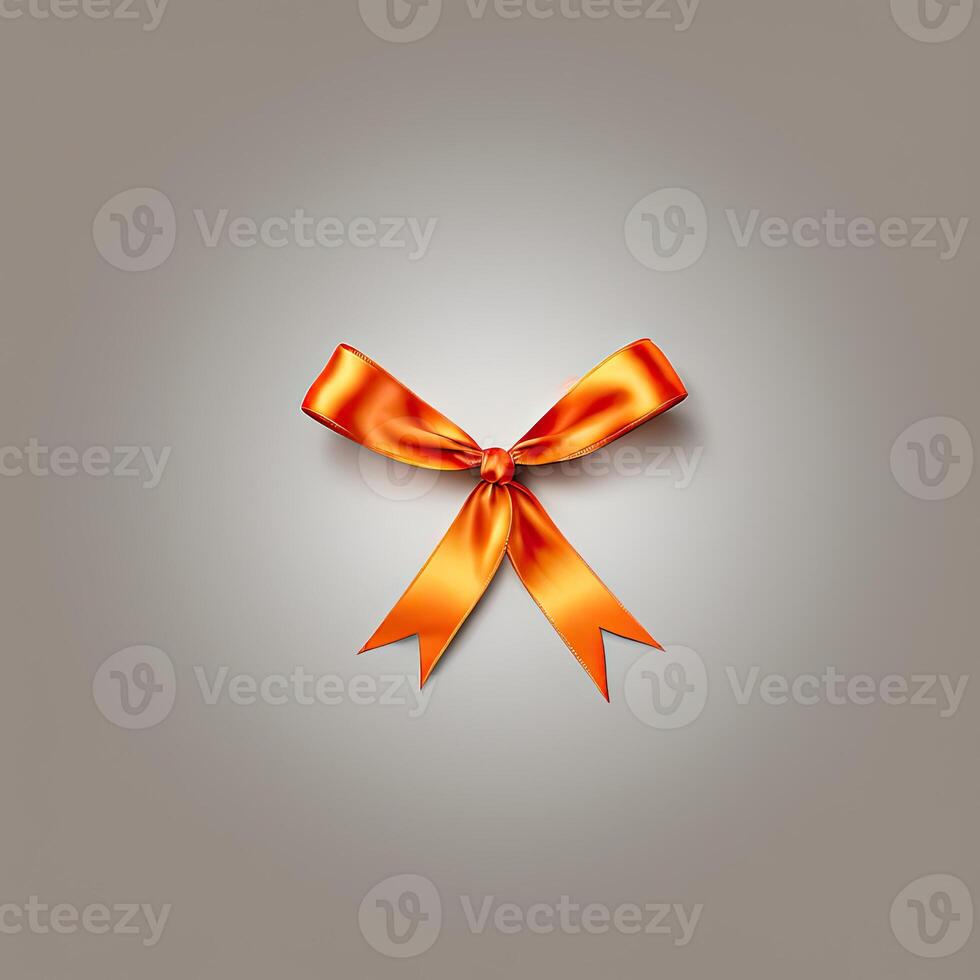 Set of beautiful orange silk bow decorations. photo