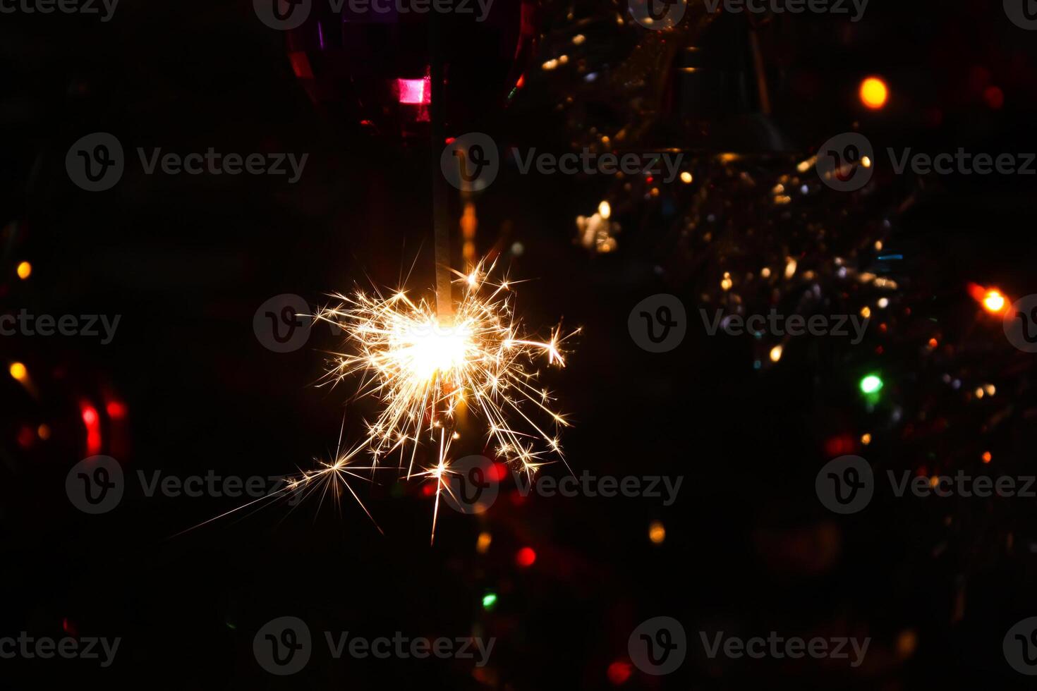 Bengali fire. Festive firework salute burst. Festive new year background. photo