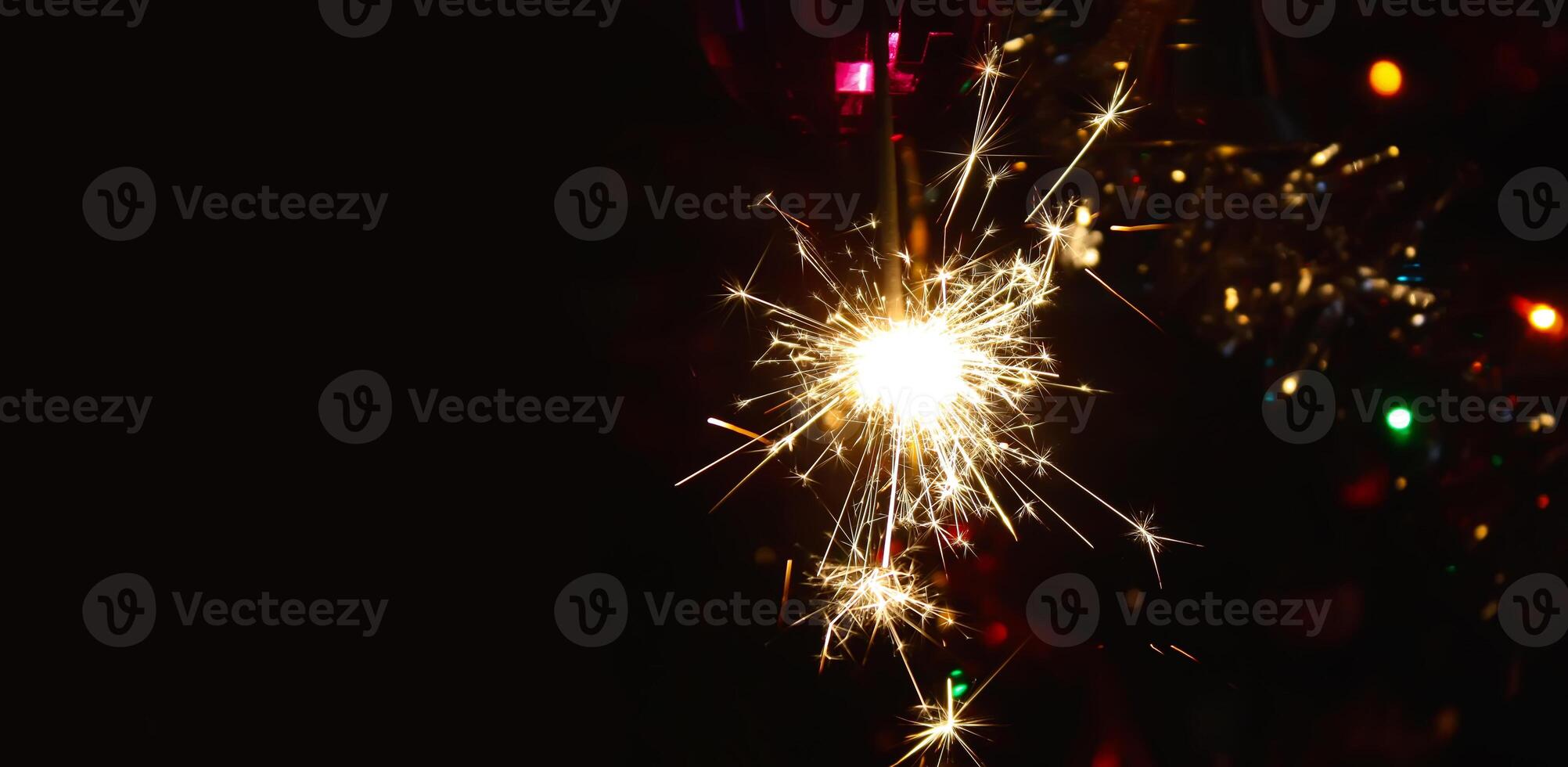 Bengali fire. Festive firework salute burst. Festive new year background. photo