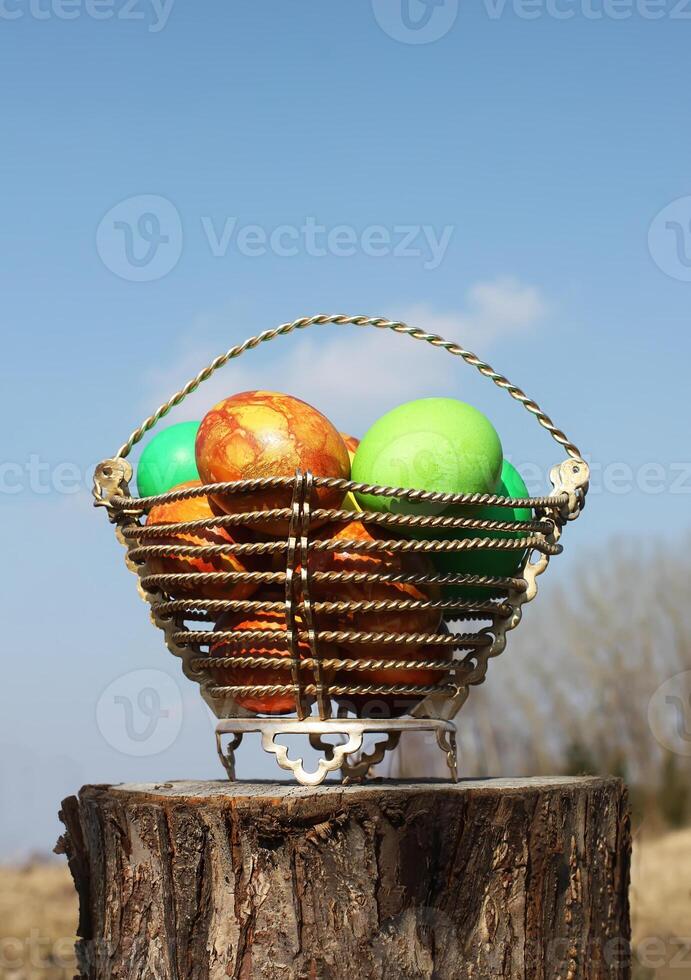 Colorful Easter eggs photo