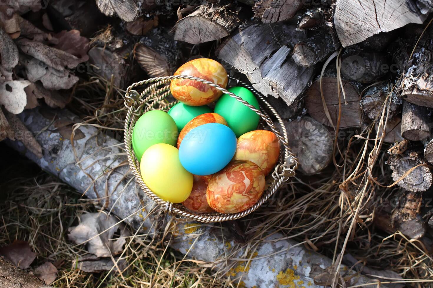 Colorful Easter eggs photo