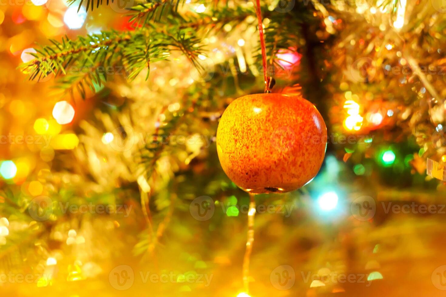 Christmas decorations on the branches fir photo