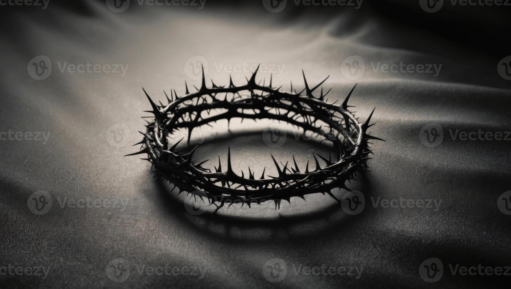 Thorny crown of thorns on dark background. photo