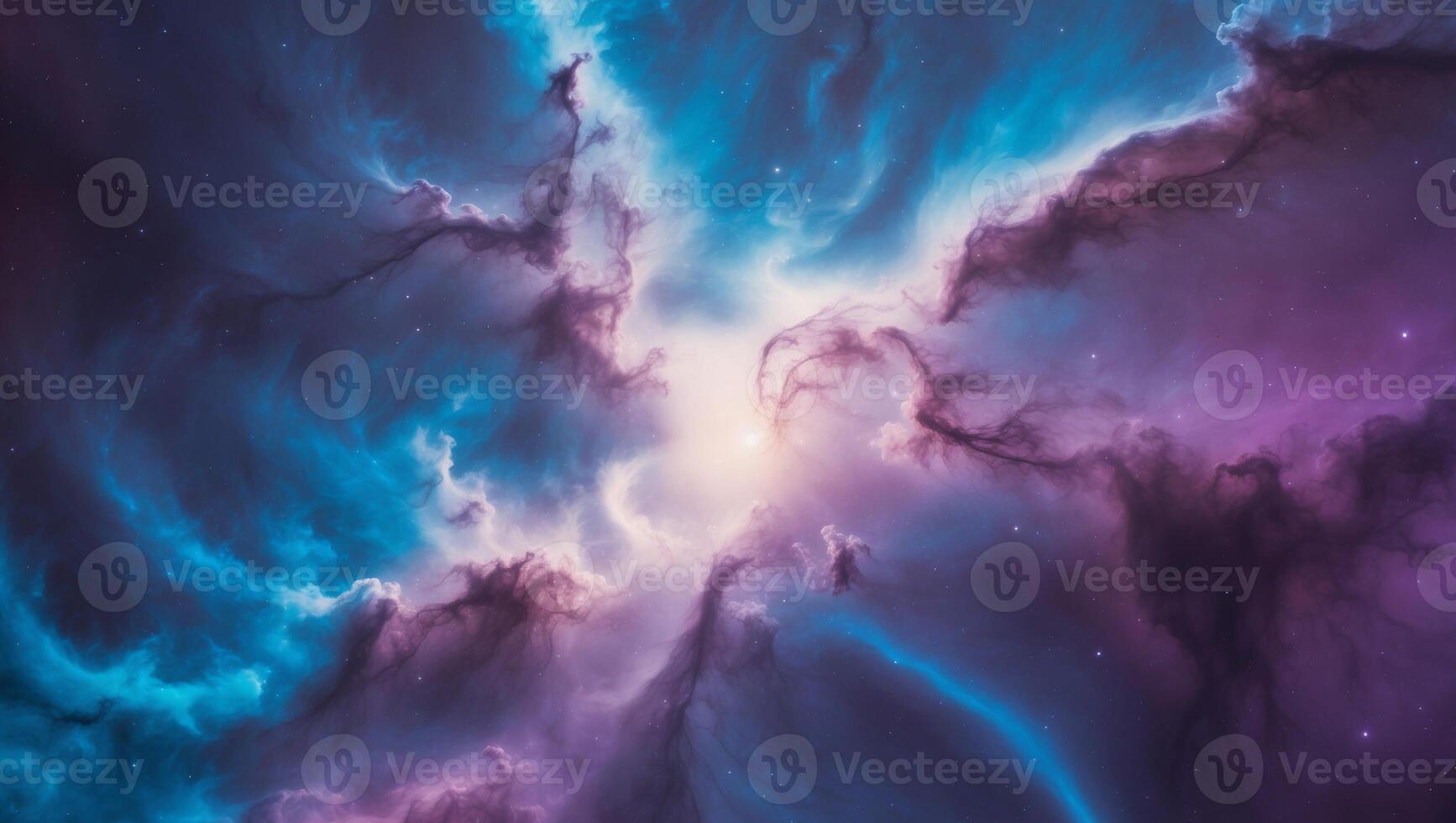 Cosmic Nebula Blue and Purple Space Background. photo