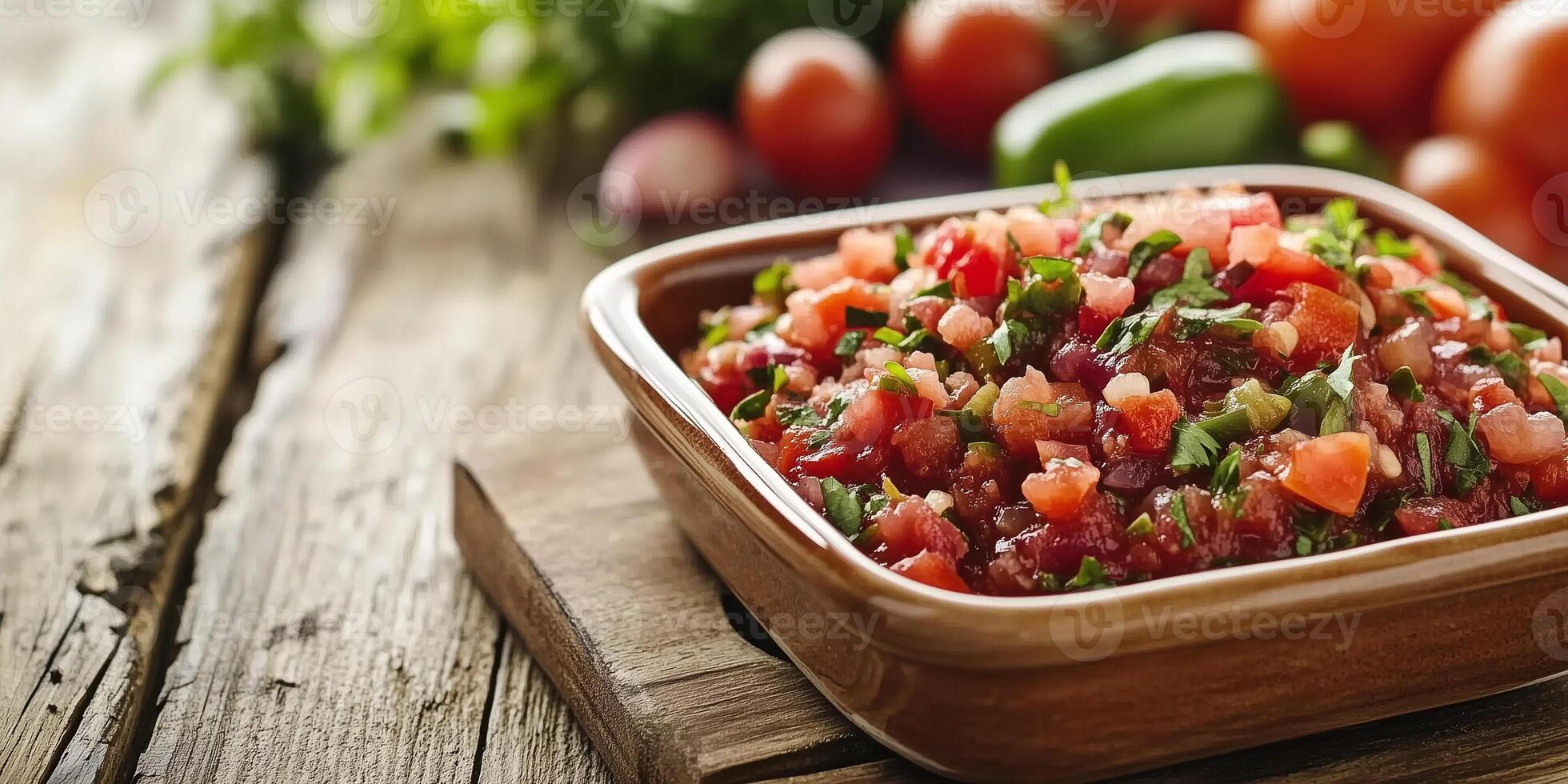 Salsa in a square dish, no extra elements or adornments, food photography photo
