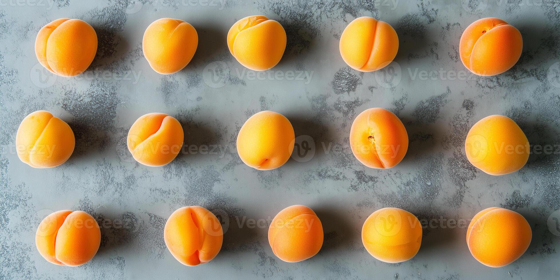 Small group of apricots in a slightly irregular pattern, gastronomy photography photo