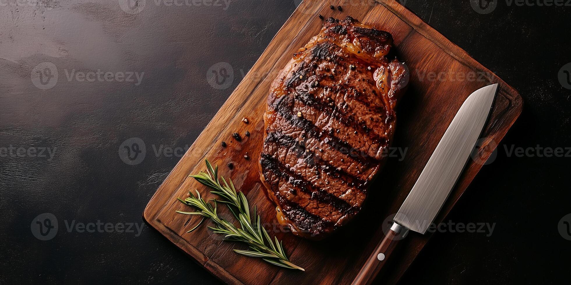 Close-up of a steak being flipped on a grill, food setting photo