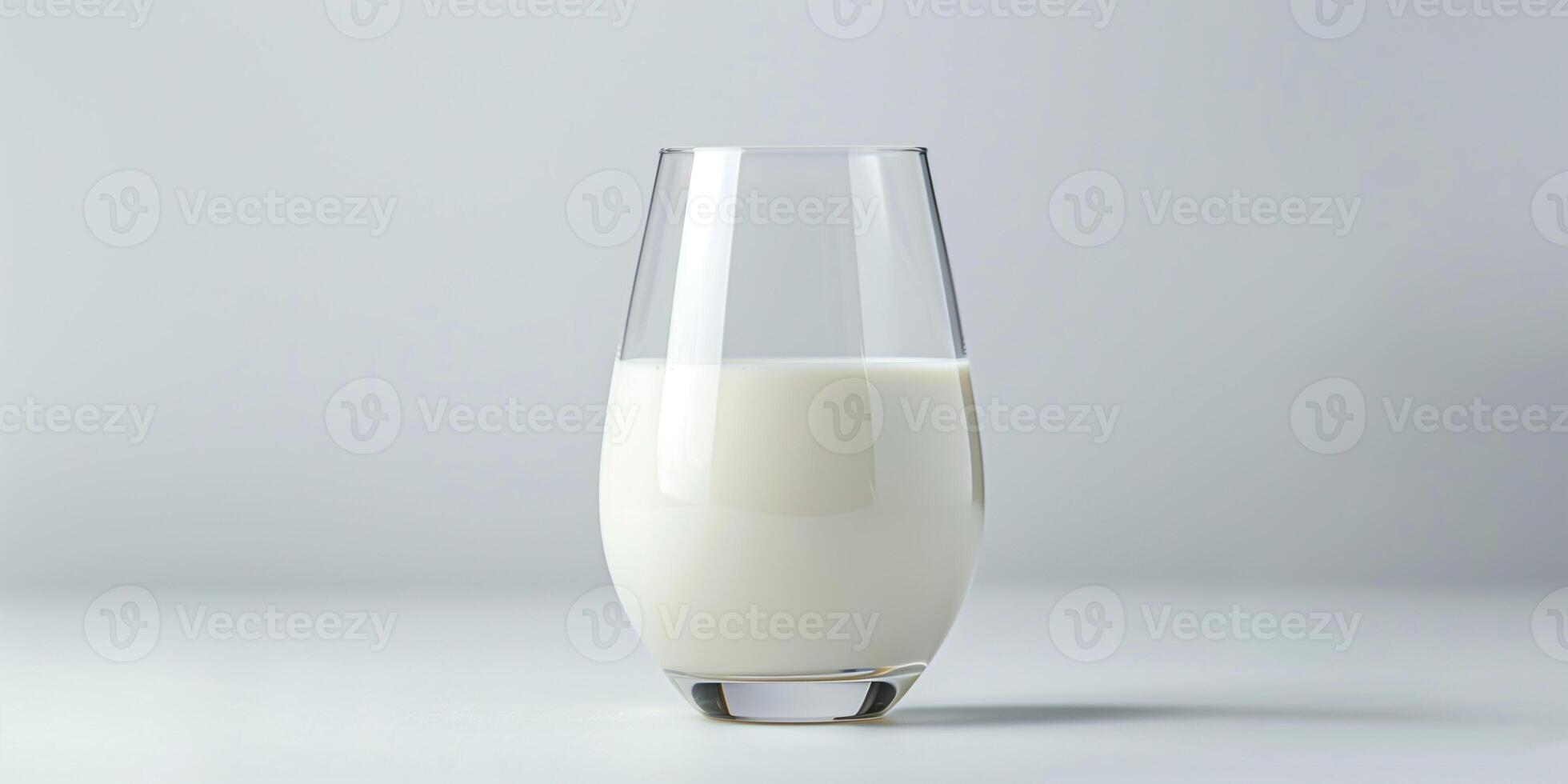 Glass of yogurt drink with a smooth, creamy texture, placed on a white background, meal photography photo