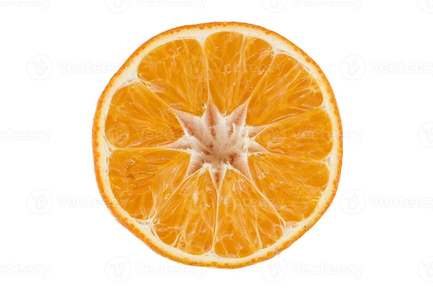 Close-Up of a Fresh Orange Slice with White Background photo