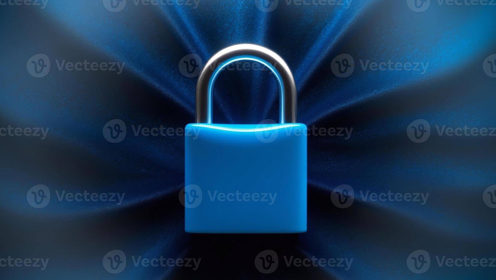 A blue lock on a dark background photo