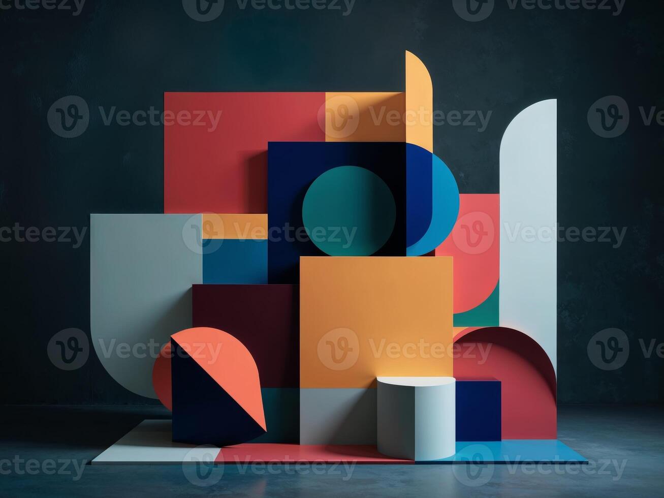 A colorful abstract sculpture made out of paper photo