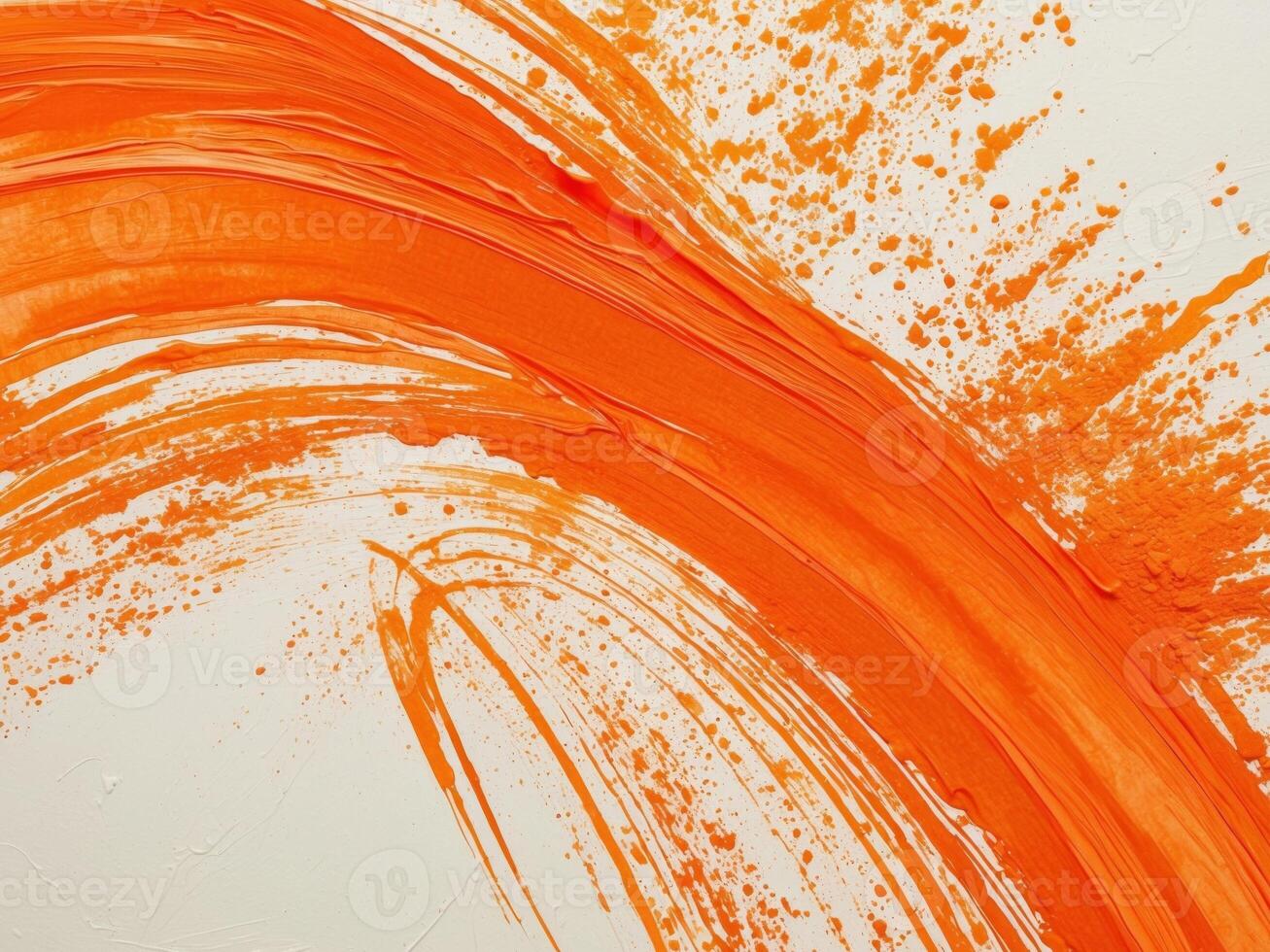 Abstract orange watercolor texture with wet brush strokes for wallpaper design. photo