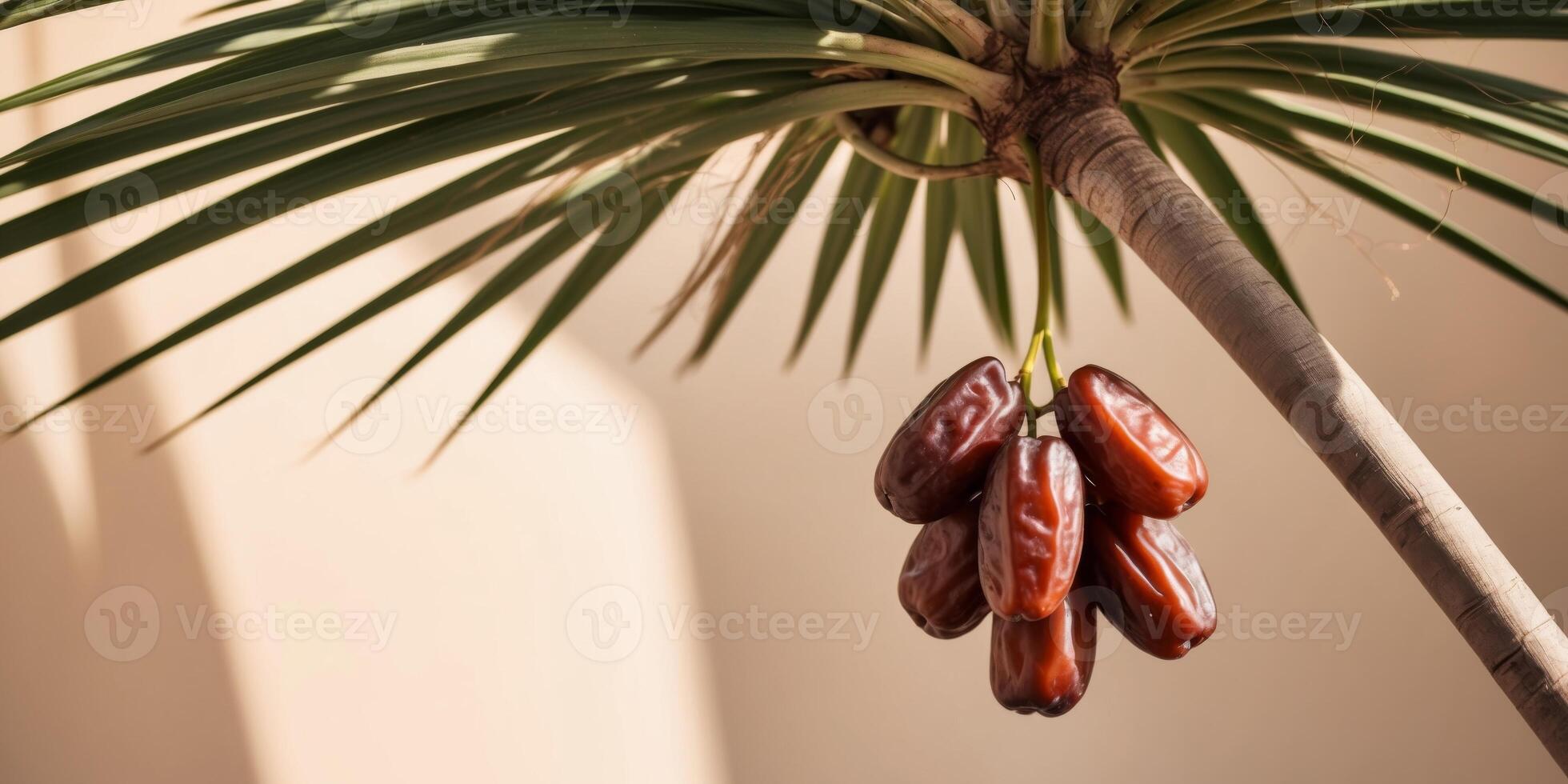 A Cluster of Ripe Dates Hanging from a Palm Tree Branch. photo