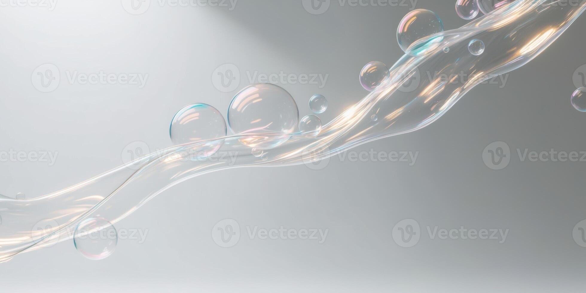 Flowing Bubbles Glowing Highlights Abstract Fluid Art. photo
