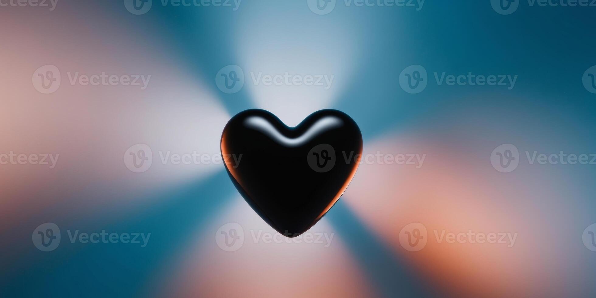 A stylized black heart on a blue and copper background. photo