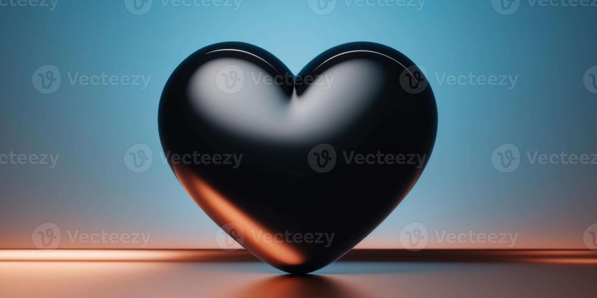 A stylized black heart on a blue and copper background. photo