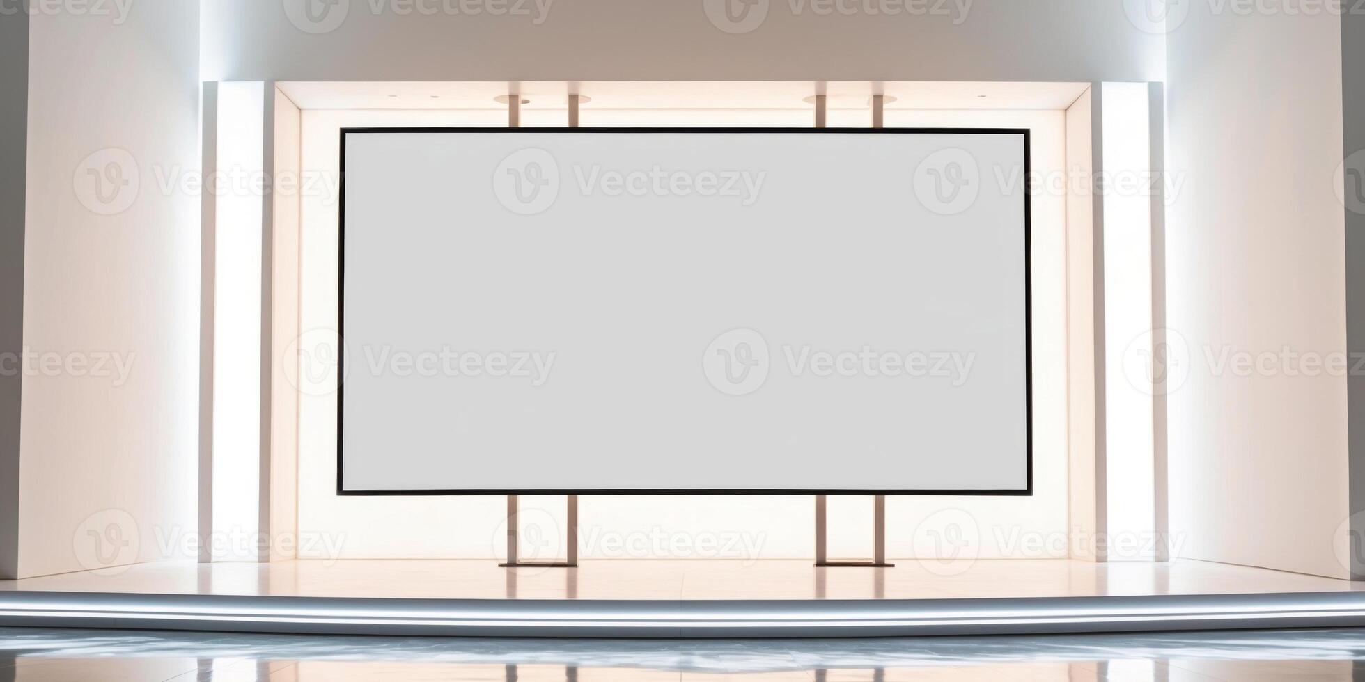Sleek Event Stage with Big Blank Screen Mockup and Modern Design for Corporate Presentations. photo