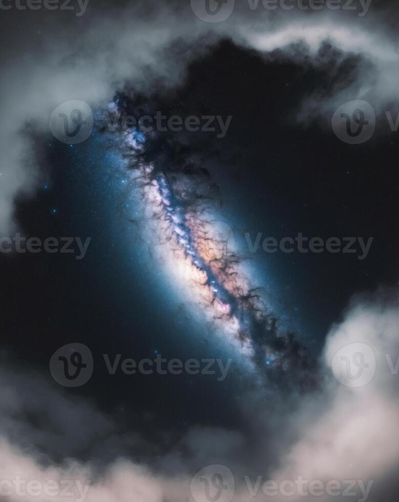 night sky with stars and galaxy in outer space background. photo
