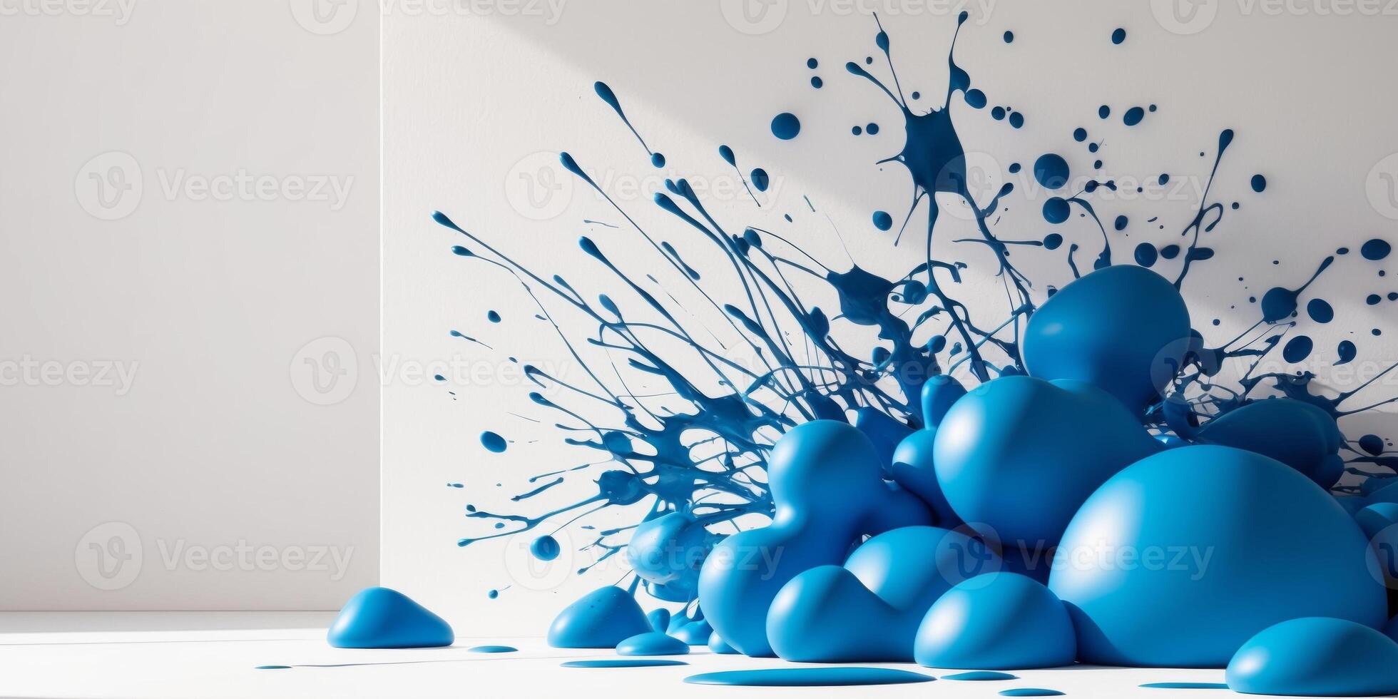 blue color splatter and blob texture background. photo