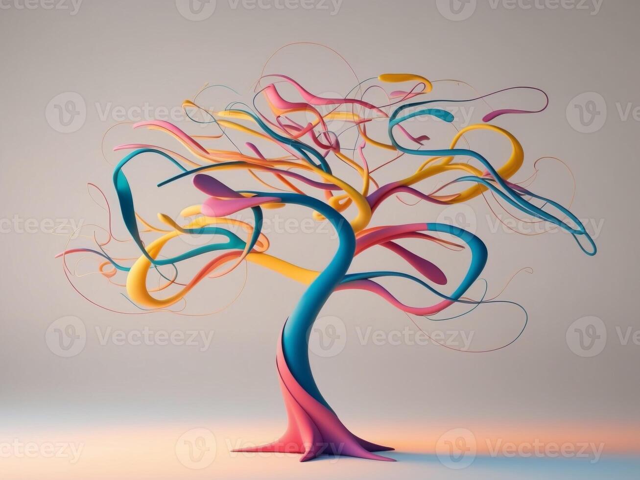 A vibrant abstract tree intertwines colors and shapes in a playful dance of creativity. photo