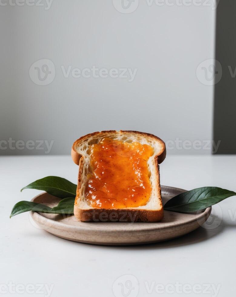 Toast with excellent fruit jam for a pleasant and vibrant morning. photo