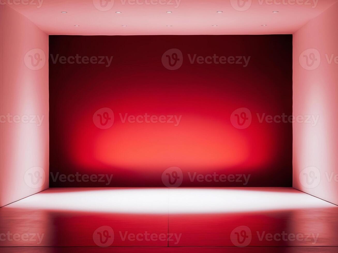 A lighted stage with a red and orange glow. photo